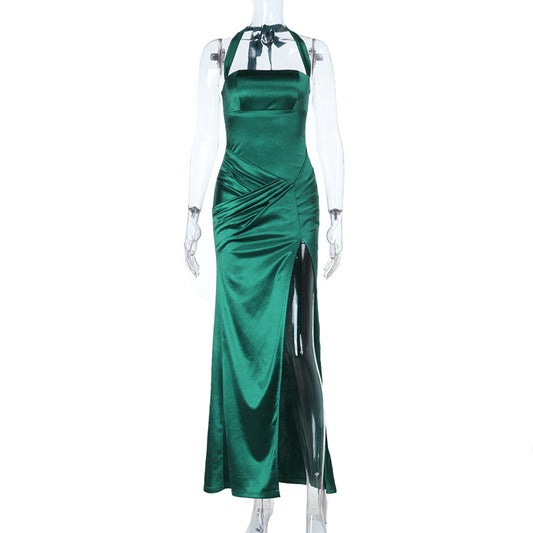 Verona Satin Slit Dress