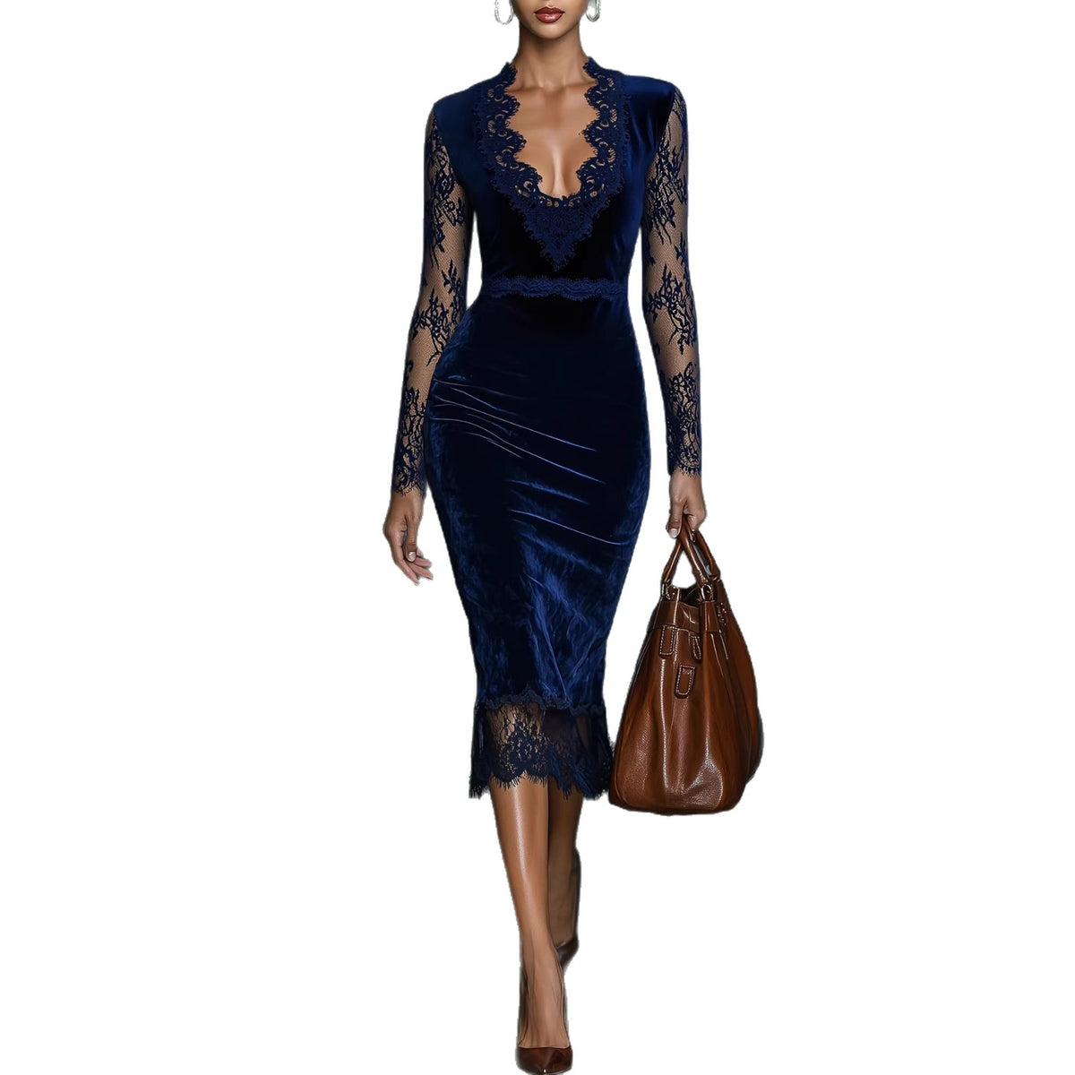 Sable Deep V Dress
