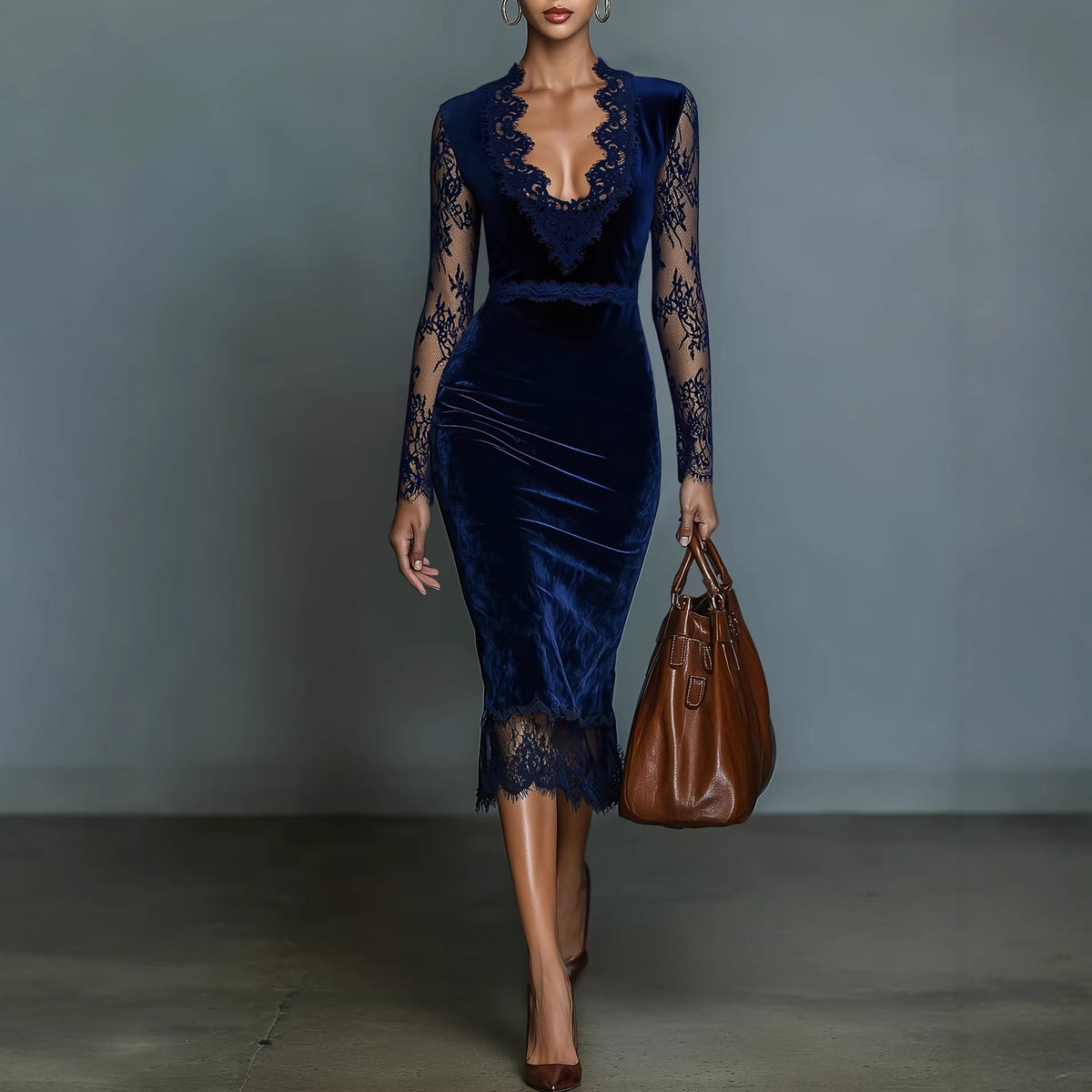 Sable Deep V Dress