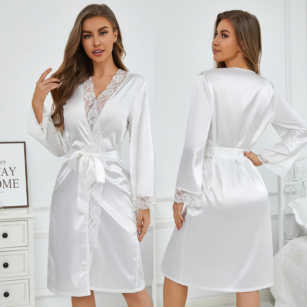 Ivory Lace Trim Robe