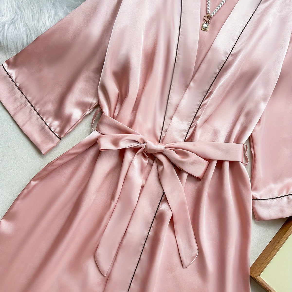 Rosewater Satin Robe