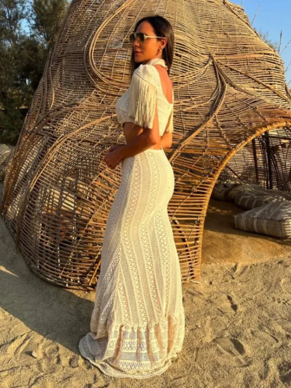 Tassel Turtleneck Knit Dress