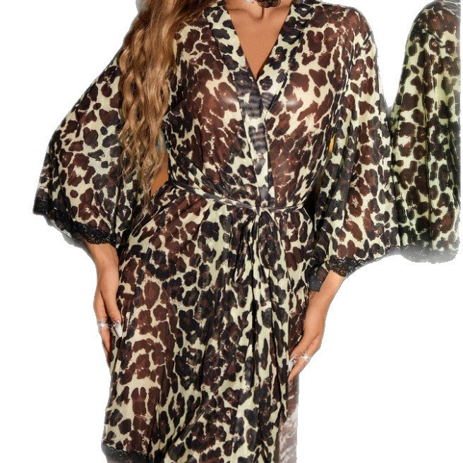 Yellow Leopard Robe Set
