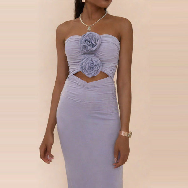 3D Bloom Hollow Maxi Dress