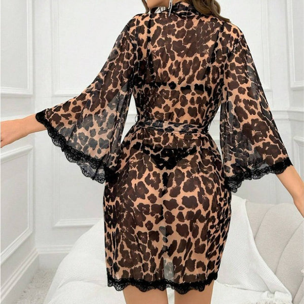 Yellow Leopard Robe Set