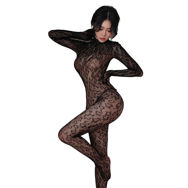 Simone Leopard Fishnet Bodysuit