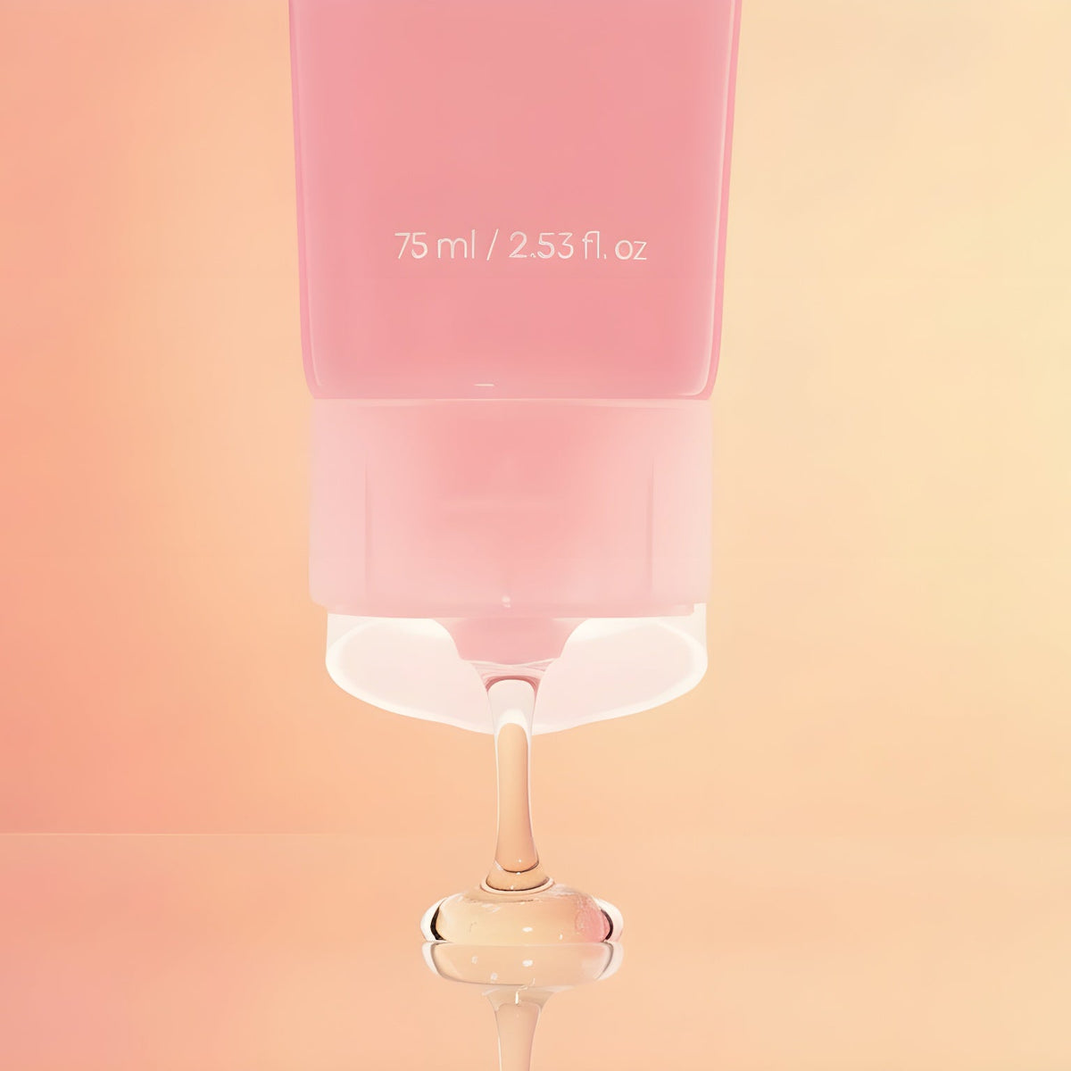 Pink skincare product with dropper on a gradient background