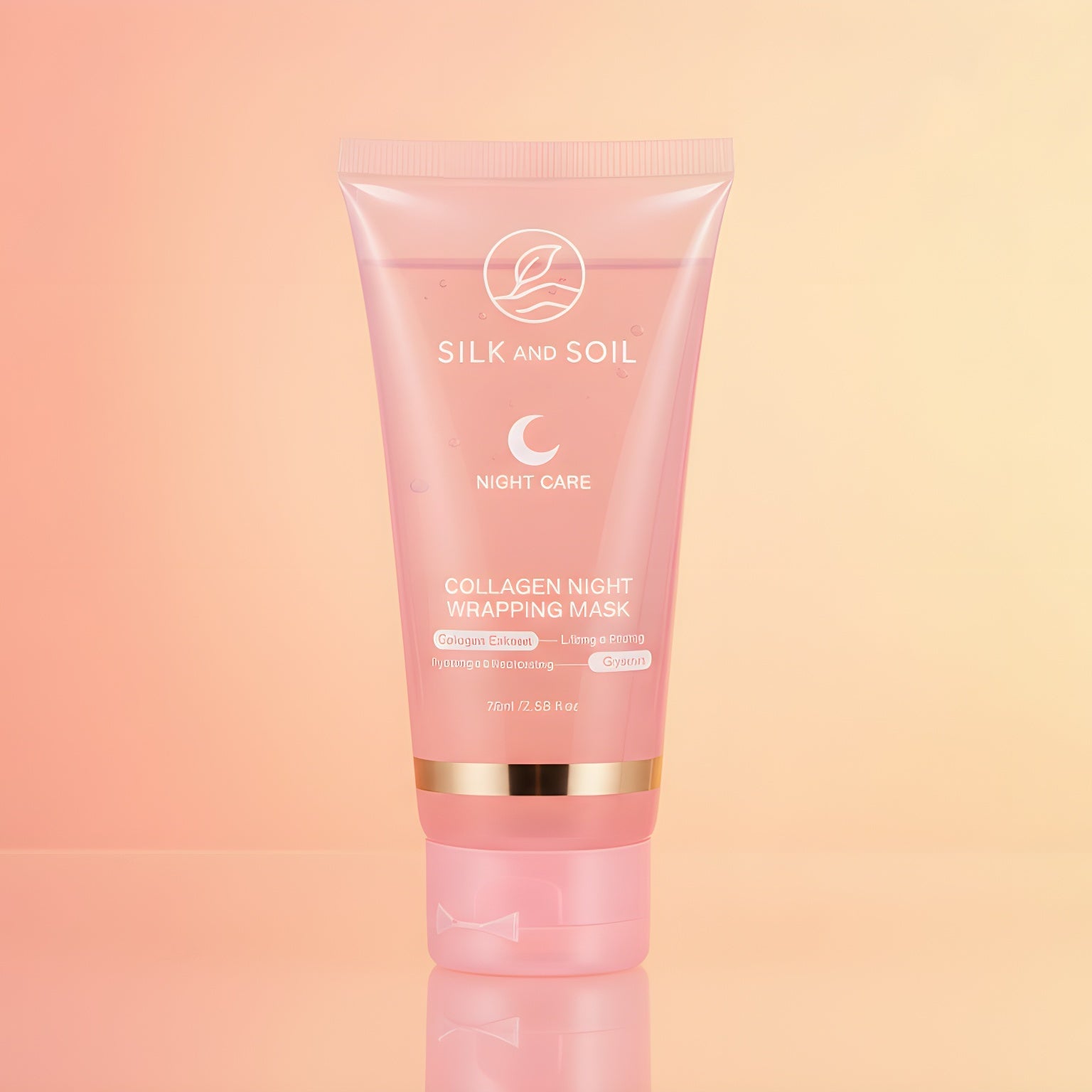 Pink skincare tube on a gradient pink background