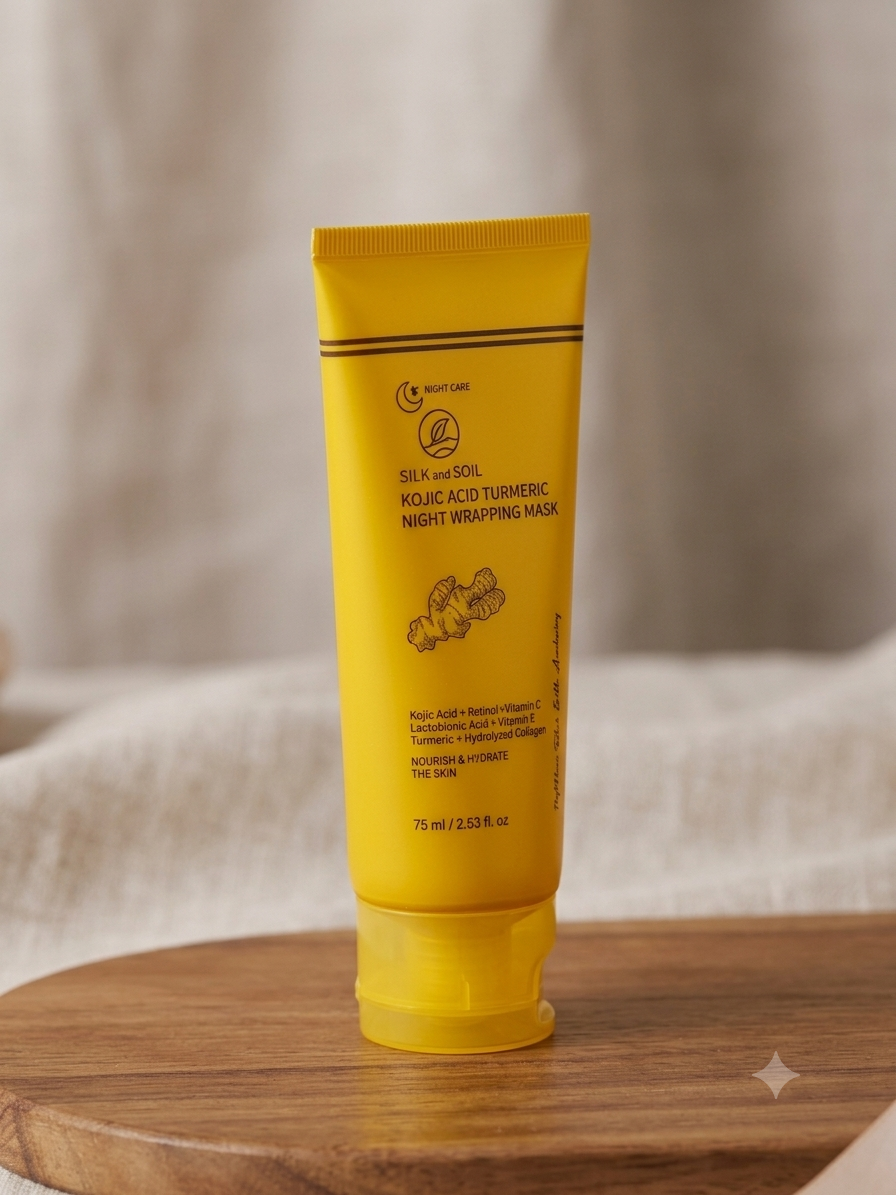 Silk and Soil Kojic Acid Turmeric Night Wrapping Mask, alternate angle